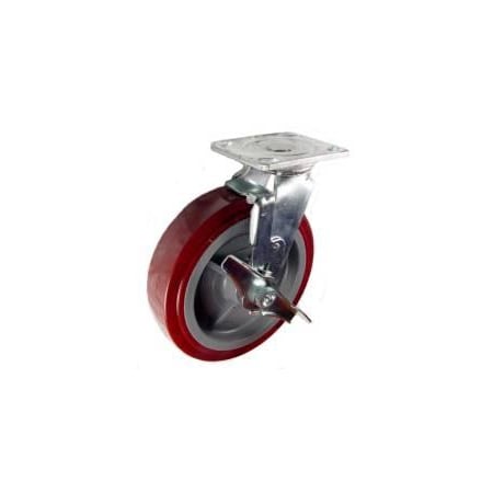 Mapp Caster 8"X2" Poly. Wheel Swivel Caster W/ Top Lock Brake, 1,000 Lbs Cap 146UPRB820SB